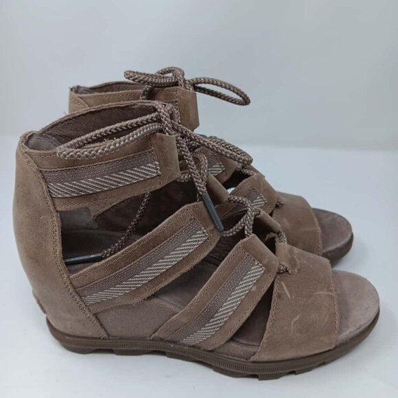 Sorel Shoes - SOREL Joanie II Ghillie Lace Wedge Sandal Brown Size 8 US